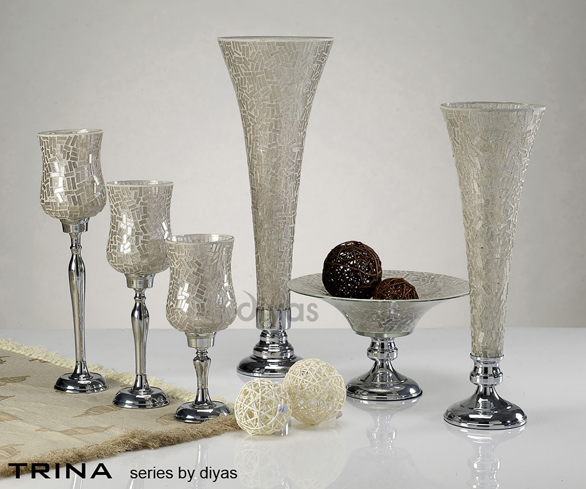 Trina Mosaic Art Glassware Diyas Home Hurricane Lamps